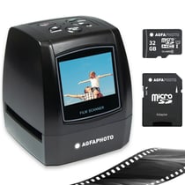 AGFA PHOTO Pack Scanner Numérique Realiview AFS100 + 1 carte SD 32GB – Scanner de Films, Négatifs 35mm/135 et Diapositives (10MP, Écran LCD 2.4'') - Noir