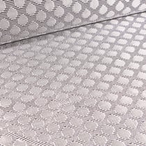 Tissu Jacquard Rayures noires pois argentés sur fond Blanc