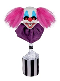 Automate Tête de clown MDR - rose - animé, sonore, lumineux - 45cm