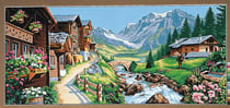 Canevas Pénélope Antique Paysage alpin 65x130cm