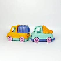 Coffret jouet - camions poubelle et pompier en plastique recyclé & made in France