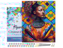 Peinture par Numéro Figured'Art avec Cadre - Beauté Africaine - Kit de Loisir Créatif DIY Numéro d'Art Complet - 40x50cm toile tendue sur châssis