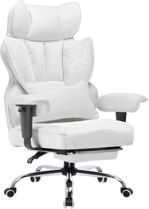 Chaise de bureau ergonomique - COMHOMA - Cuir PU blanc