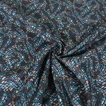 Tissu Voile de Coton digital Géométrique abstrait sur fond Bleu denim - Au mètre