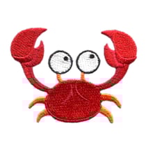 Patch crabe rouge, écusson brodé, motif thermocollant, Made in France