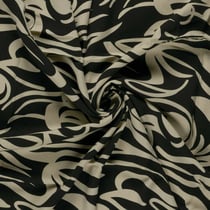 Tissu Viscose twill Pia arabesques sur fond Noir