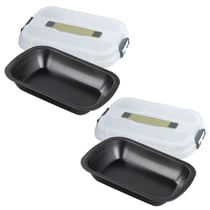Ensemble de 2 Moules à gâteaux rectangulaire avec couvercle de transport 34 x 24 cm Zenker Bake Click and Go