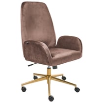Chaise de Bureau Marron en Velours Pivotante et Hauteur Réglable
