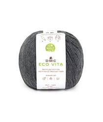 Fil de coton recyclé ECO VITA pour tricot et crochet - 100GR - DMC 102 Anthracite
