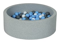 Piscine à balles Aire de jeu + 150 balles blanc, bleu clair, gris - Velinda
