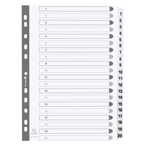 Intercalaires imprimés à touches plastifiées - 20 touches 1 à 20 - A4 - Blanc - x 15 - Exacompta