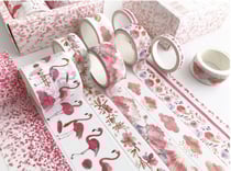 8 Rubans adhésifs washi tape collage décoration assorties FLAMAND ROSE 3774