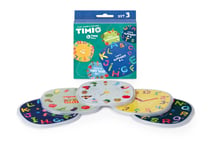 Timio: DISQUES pour lecteur éducatif d'audio et de musique SET 3 13,40x14,5x2,5cm, contes de fées vol.1, temps, légumes, alphabet A-L, alphabet  M-Z, en 8 langues: anglais, espagnol, français, allemand, néerlandais, chinois, italien, portugais, 2+