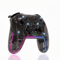 Manette Bluetooth HIBA transparente RGB 7 couleurs avec turbo et vibration pour Nintendo Switch et PC