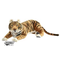 Hansa peluche geante Tigre Brun Couché 100cmL - Hansa Peluches Géantes - Beige