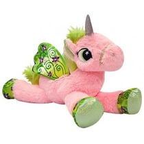 Peluche géante : licorne couchée rose avec ailes 87 cm - animaux fantastique