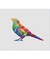 Kit broderie point de croix Marie Coeur - Oiseau Multicolore