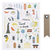 260 autocollants Monuments du Monde + 20 étiquettes kraft Fanion