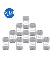 Lot de 10 pelotes COTTON QUICK UNI de Gründl – 500 g de coton mercerisé certifié Oeko-Tex 151 Gris