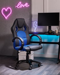 Siège de gaming Cuir PU Bleu marine FIGHTER - Beliani