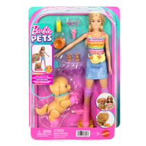 Poupée mannequin Barbie avec chiot sur patins à roulettes - Mattel