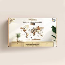 Carte du monde en bois 3D Multicolor, S