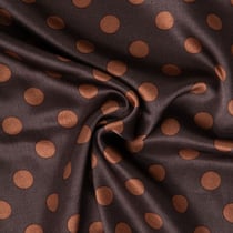Tissu Viscose Satiné imprimé pois Brun sur fond Marron chocolat