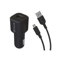 Muvit Chargeur Voiture USB 12W 2,4A et Câble Micro-USB vers USB 1,2m Noir