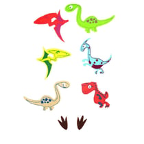 Dinosaure en feutrine autocollante 4 à 7 cm avec yeux mobiles x 28