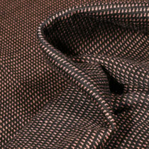 Tissu Jacquard polyviscose extensible Pointillés brique sur fond Noir