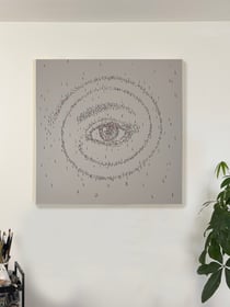 Tableau peinture originale sur toile — L'Œil du Monde — art contemporain — Art mural Calbarracin — 100 x 100 cm