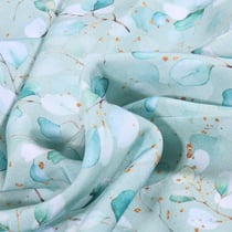 Tissu Viscose Aqua Eucalyptus sur fond Vert menthe