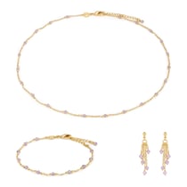 Collier, bracelet et boucles d'oreilles Elyssa en pierres Améthyste
