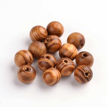 50 PERLES en BOIS MARRON Naturel Strié 10 mm - creation bijoux