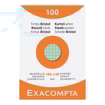 Étui de 100 fiches - bristol quadrillé 5x5 105x148mm - Couleurs assorties - x 10 - Exacompta