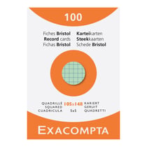 Étui de 100 fiches - bristol quadrillé 5x5 105x148mm - Couleurs assorties - x 10 - Exacompta
