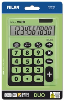 Blister calculatrice de bureau 10 chiffres Duo, vert