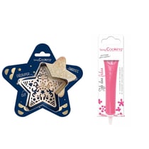 Kit pour biscuit en relief Étoile + Stylo au chocolat fuchsia