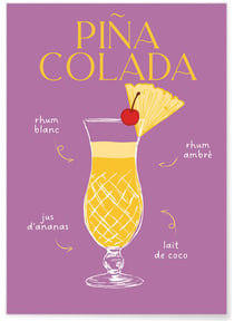 Affiche Cocktail Piña Colada 2 | A3 : 29,7x42cm