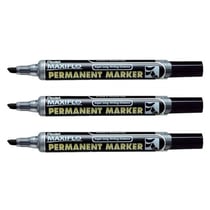 Lot de 3 marqueurs permanents MAXIFLO NLF60 - PENTEL - Pointe biseautée 1 - 3,5 mm - Noir
