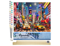 Peinture par Numéro Figured'Art - Nuit à Timesquare - Kit de Loisir Créatif DIY Numéro d'Art Complet - 40x50cm toile roulée + châssis en bois à monter