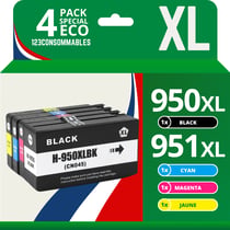 123CONSOMMABLES - 950XL 951XL - Cartouches d'encre compatible avec HP 950XL 951XL pour HP Officejet Pro 8600 8620 8610 8100 8615 8625 8630 8640 251dw 276dw (pack de 4) - 123CONSOMMABLES
