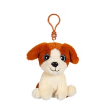 Peluche - Porte-clés Chien Marron & Blanc – 12 cm