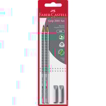 Lot de 2 crayons graphite - HB - Grip 2001 - Gomme blanche - Faber-Castell