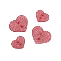 Lot de 3 boutons coeur pailleté rose