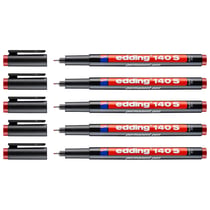 Lot de 5 marqueurs permanents - EDDING - Pointe super fine 0,3 mm - Rouge
