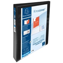Classeur personnalisable rigide 2 poches KreaCover - 4 anneaux en D 30mm - A4 maxi - Noir - x 10 - Exacompta