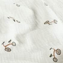 Tissu Double gaze de Coton petites draisienne sur fond Blanc cassé