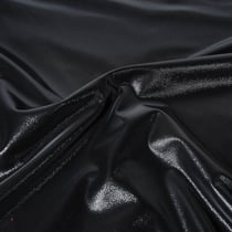 Tissu Simili cuir d'habillement souple brillant uni Noir