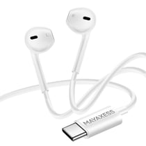 Mayaxess Écouteurs Filaires USB-C pour iPhone 17 avec Micro intégré Blanc